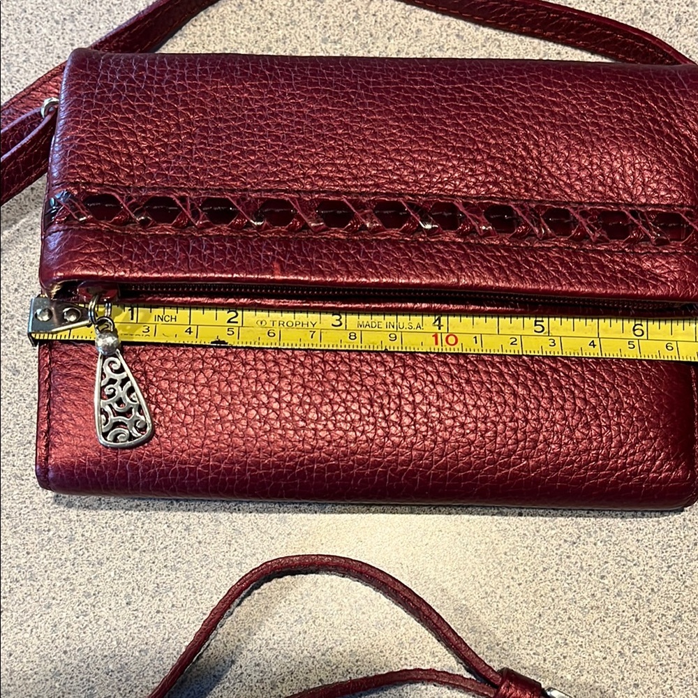 Brighton Red Crossbody Bag with Scalloped Flap - Picture 10 of 12